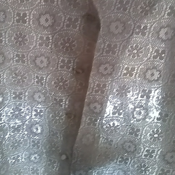 Large white blouse boho floral sheer - Picture 2 of 8